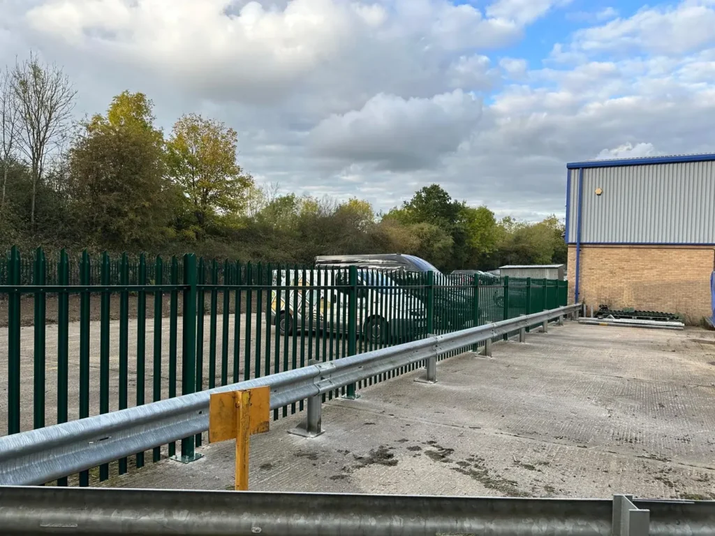 Crash barrier refitted in front of the palisade at Daventry Metal Products