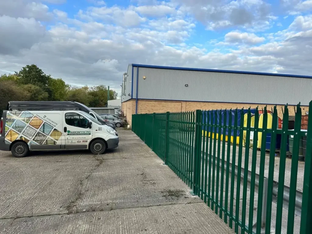 Green palisade waste compound built for Daventry Metal Products