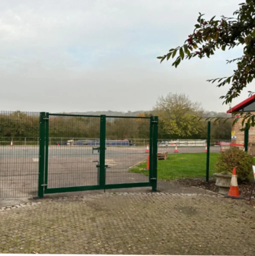 Double leaf mesh gates at the Natures Bounty factory in Tring